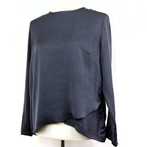 H&M Gray Long Sleeve Cross Front Top Size Medium